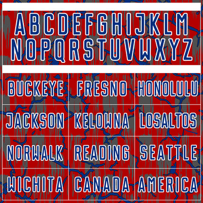 Custom Red Royal-White Lightning Sublimation Soccer Uniform Jersey