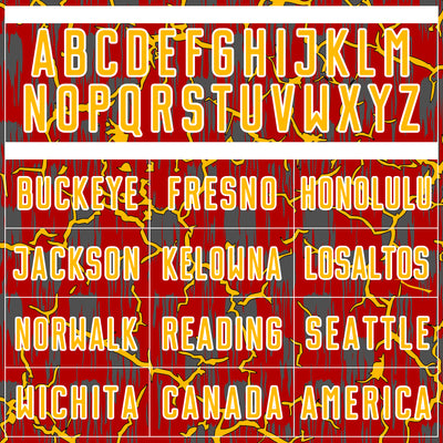 Custom Red Gold-White Lightning Sublimation Soccer Uniform Jersey