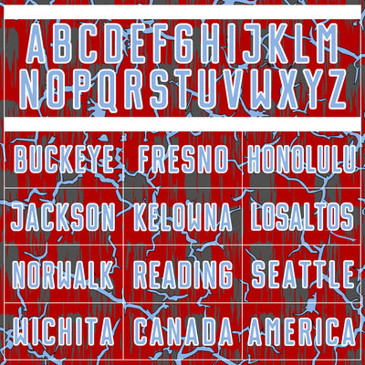 Custom Red Light Blue-White Lightning Sublimation Soccer Uniform Jersey