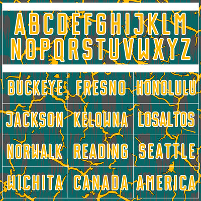 Custom Teal Gold-White Lightning Sublimation Soccer Uniform Jersey