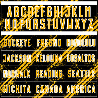 Custom Black Gold-White Abstract Fragment Art Splash Sublimation Soccer Uniform Jersey