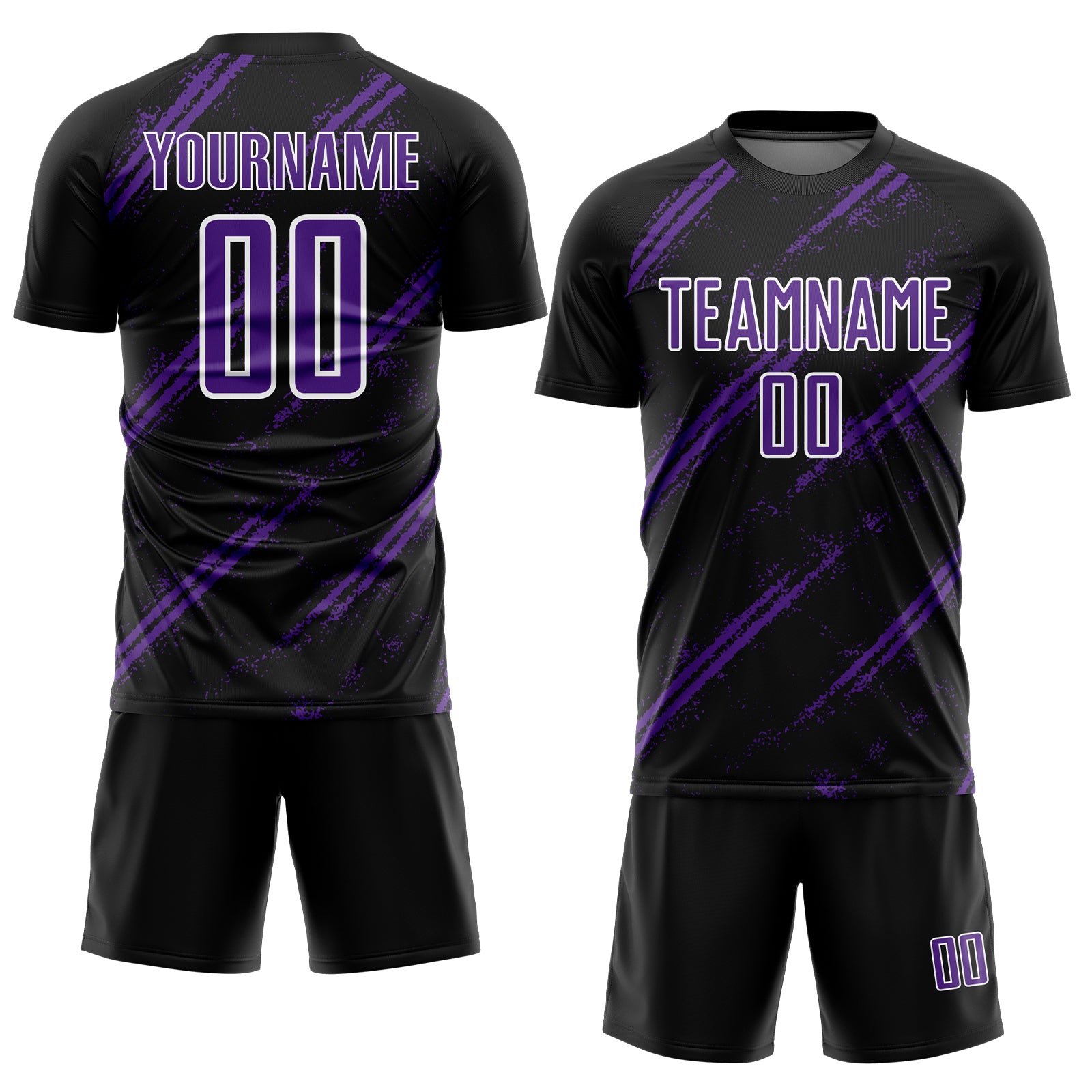 Custom Black Purple-White Abstract Fragment Art Splash Sublimation Soccer Uniform Jersey