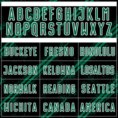 Custom Black Kelly Green-White Abstract Fragment Art Splash Sublimation Soccer Uniform Jersey