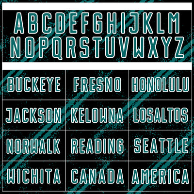 Custom Black Teal-White Abstract Fragment Art Splash Sublimation Soccer Uniform Jersey