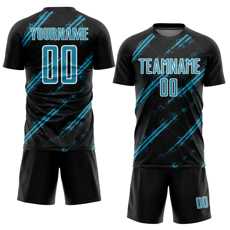 Custom Black Panther Blue-White Abstract Fragment Art Splash Sublimation Soccer Uniform Jersey