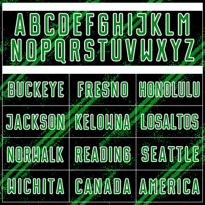 Custom Black Grass Green-White Abstract Fragment Art Splash Sublimation Soccer Uniform Jersey