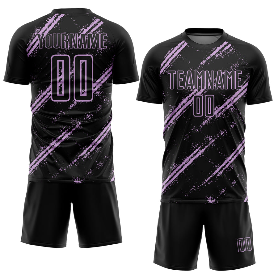 Custom Black Light Purple Abstract Fragment Art Splash Sublimation Soccer Uniform Jersey