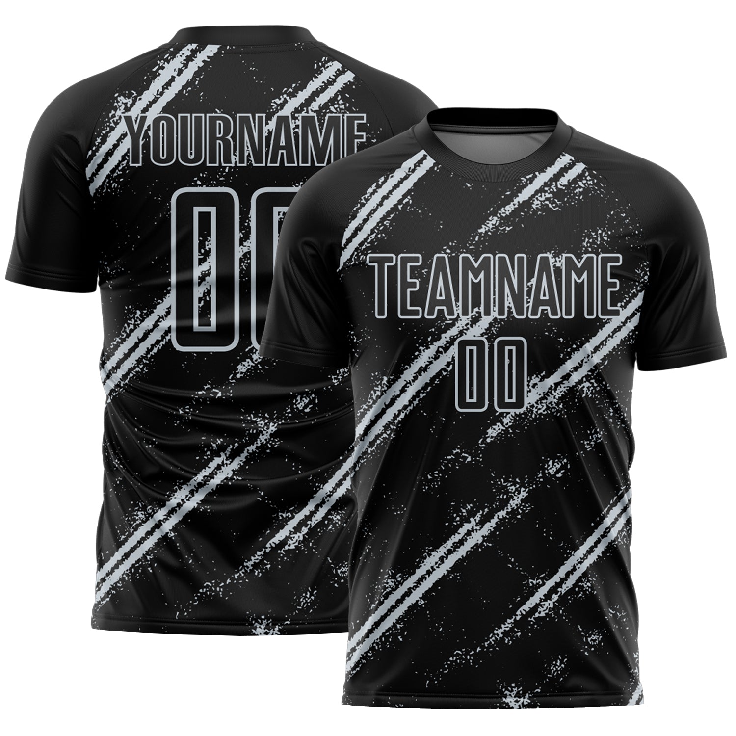 Custom Black Silver Abstract Fragment Art Splash Sublimation Soccer Uniform Jersey