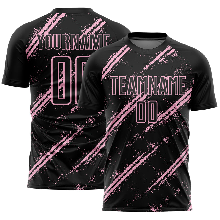 Custom Black Light Pink Abstract Fragment Art Splash Sublimation Soccer Uniform Jersey