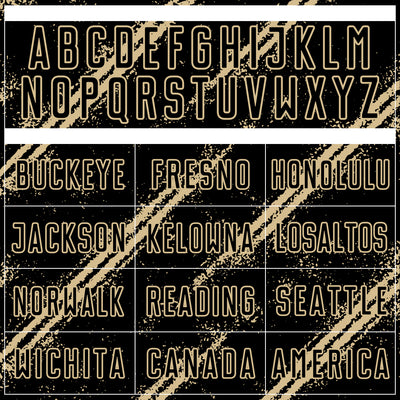 Custom Black Vegas Gold Abstract Fragment Art Splash Sublimation Soccer Uniform Jersey