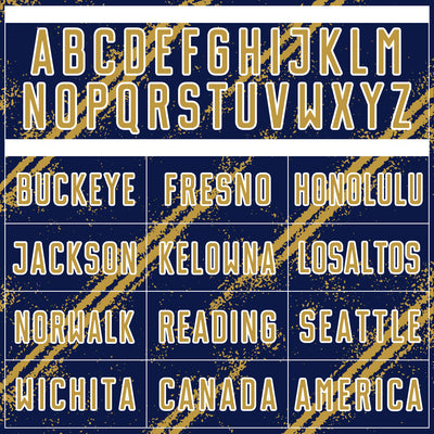 Custom Navy Old Gold-White Abstract Fragment Art Splash Sublimation Soccer Uniform Jersey
