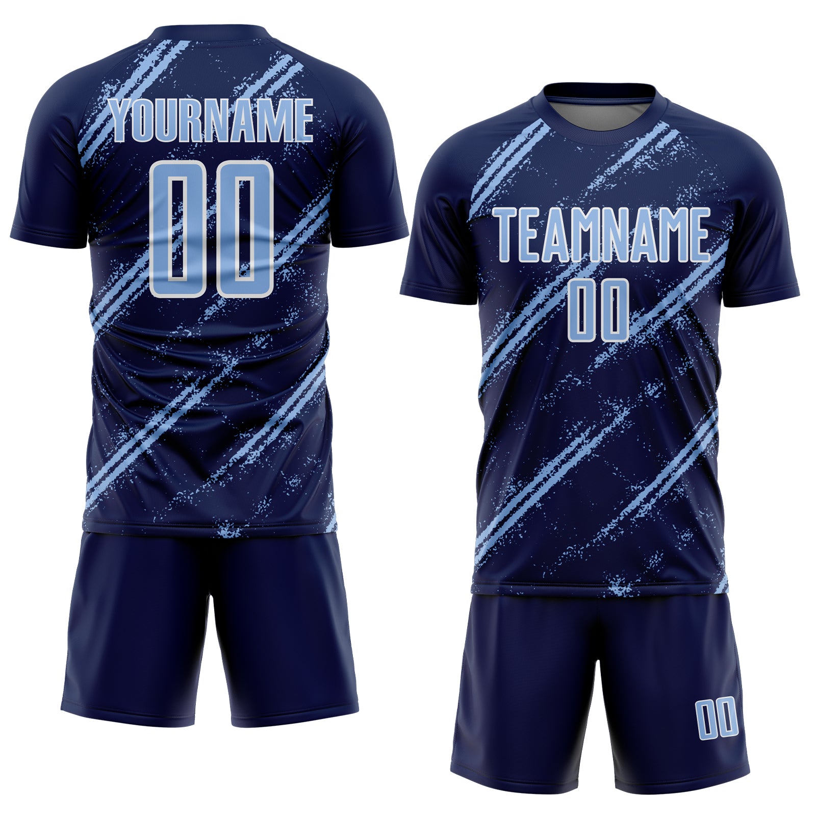 Custom Navy Light Blue-White Abstract Fragment Art Splash Sublimation Soccer Uniform Jersey