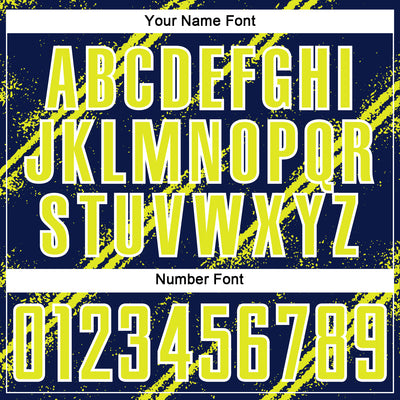 Custom Navy Neon Yellow-White Abstract Fragment Art Splash Sublimation Soccer Uniform Jersey