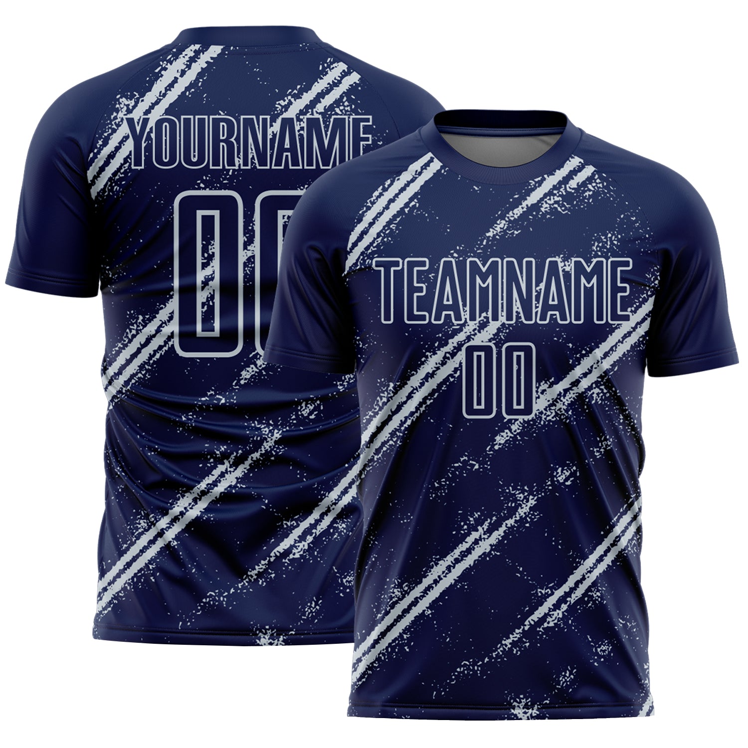 Custom Navy Silver Abstract Fragment Art Splash Sublimation Soccer Uniform Jersey