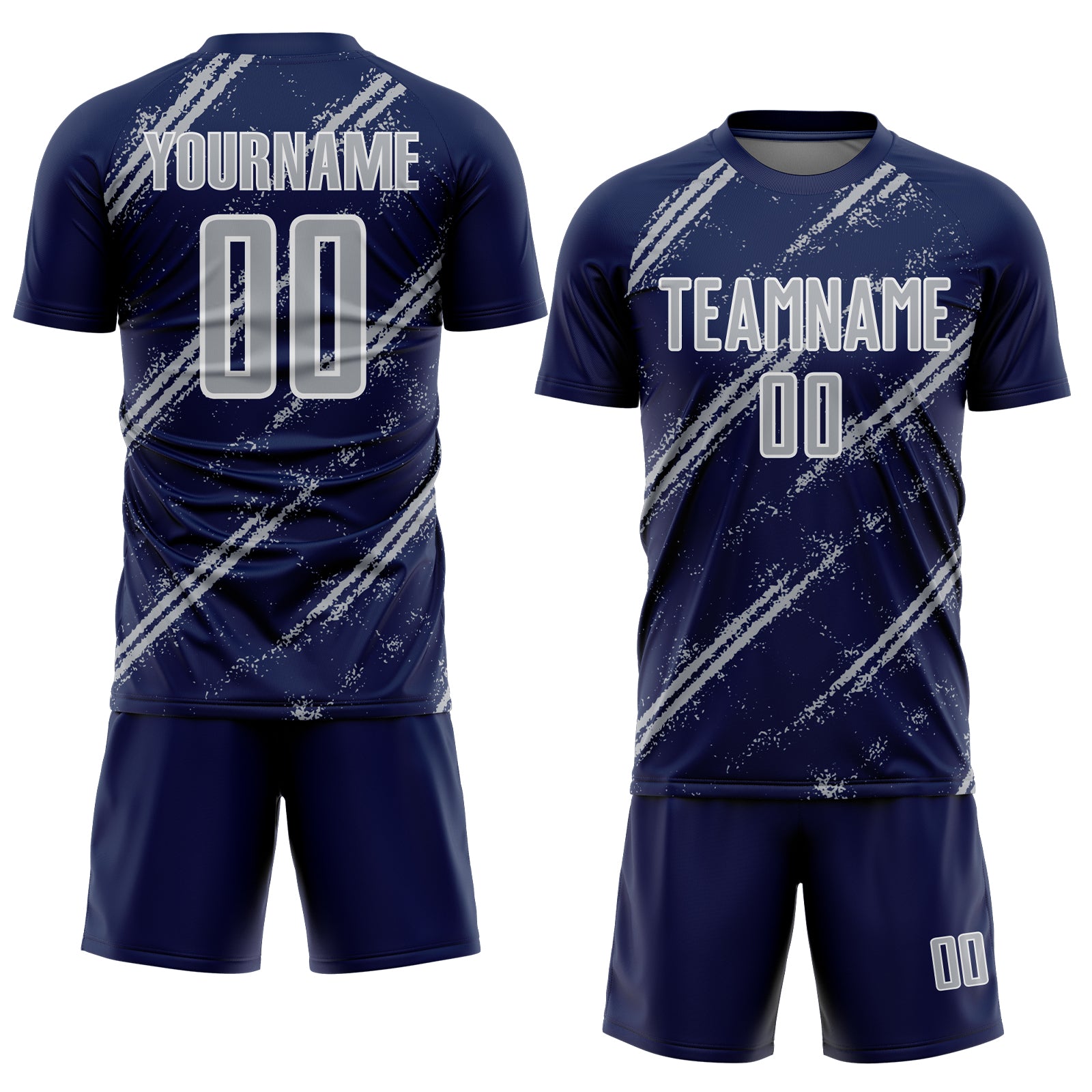 Custom Navy Gray-White Abstract Fragment Art Splash Sublimation Soccer Uniform Jersey