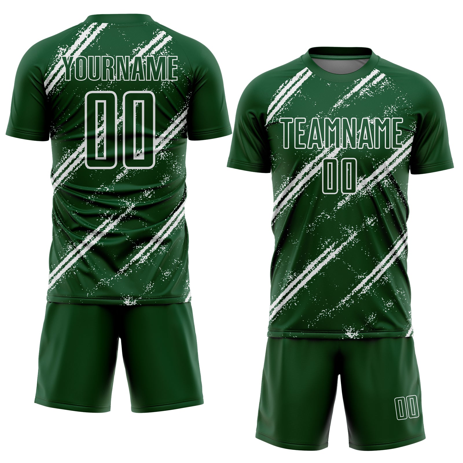 Custom Green White Abstract Fragment Art Splash Sublimation Soccer Uniform Jersey