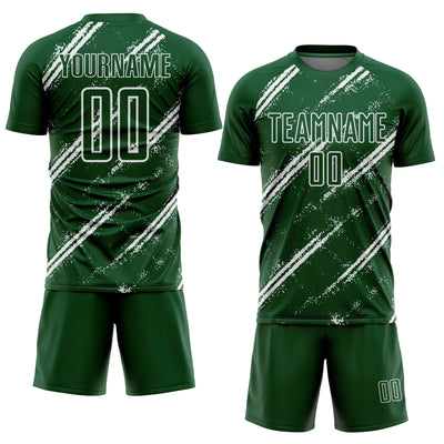 Custom Green White Abstract Fragment Art Splash Sublimation Soccer Uniform Jersey