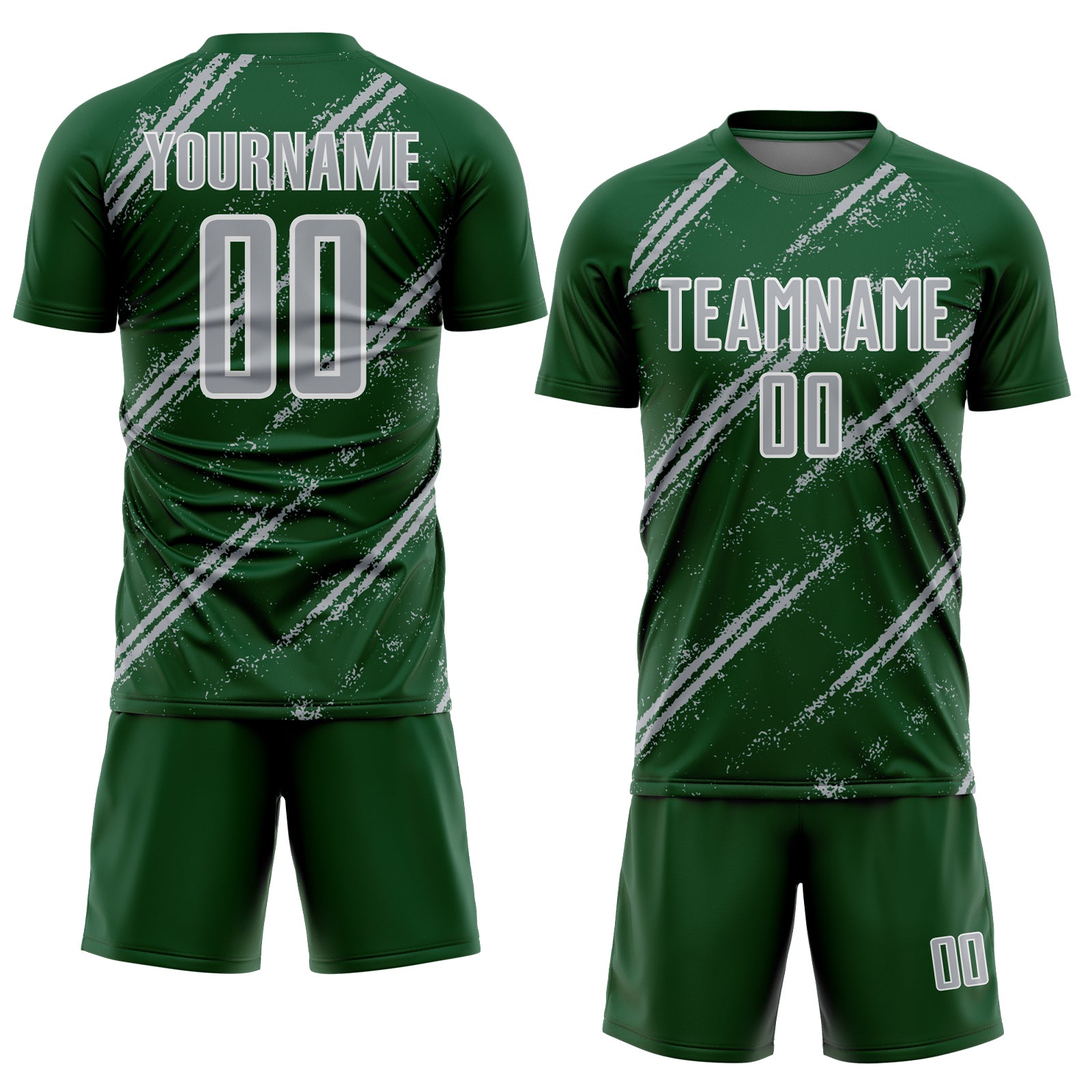Custom Green Gray-White Abstract Fragment Art Splash Sublimation Soccer Uniform Jersey