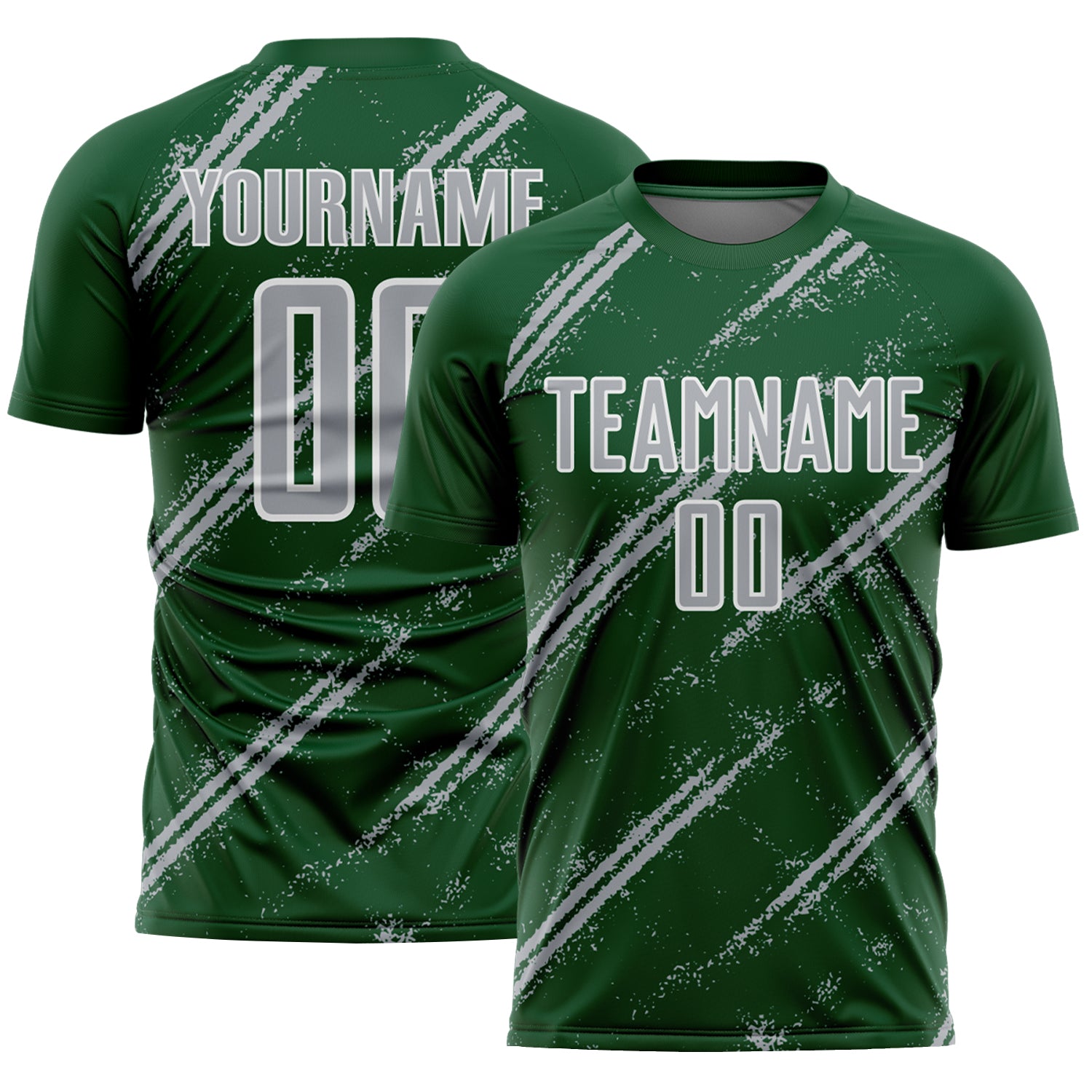 Custom Green Gray-White Abstract Fragment Art Splash Sublimation Soccer Uniform Jersey