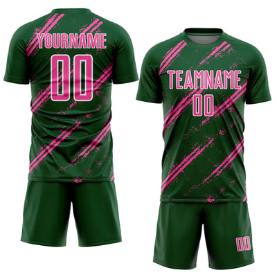 Custom Green Pink-White Abstract Fragment Art Splash Sublimation Soccer Uniform Jersey