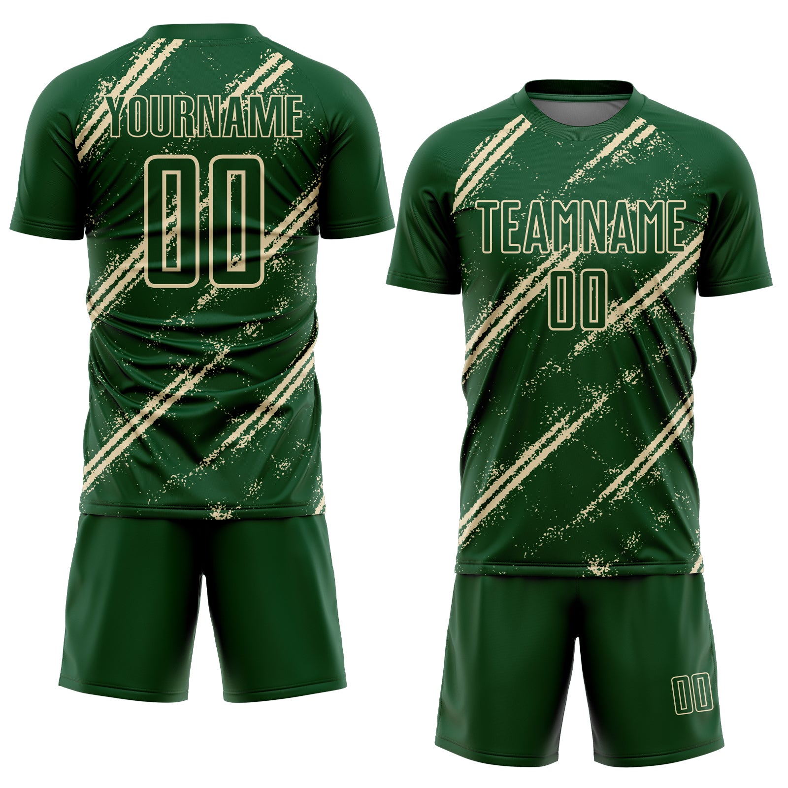 Custom Green Cream Abstract Fragment Art Splash Sublimation Soccer Uniform Jersey