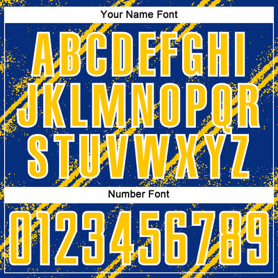 Custom Royal Yellow-White Abstract Fragment Art Splash Sublimation Soccer Uniform Jersey