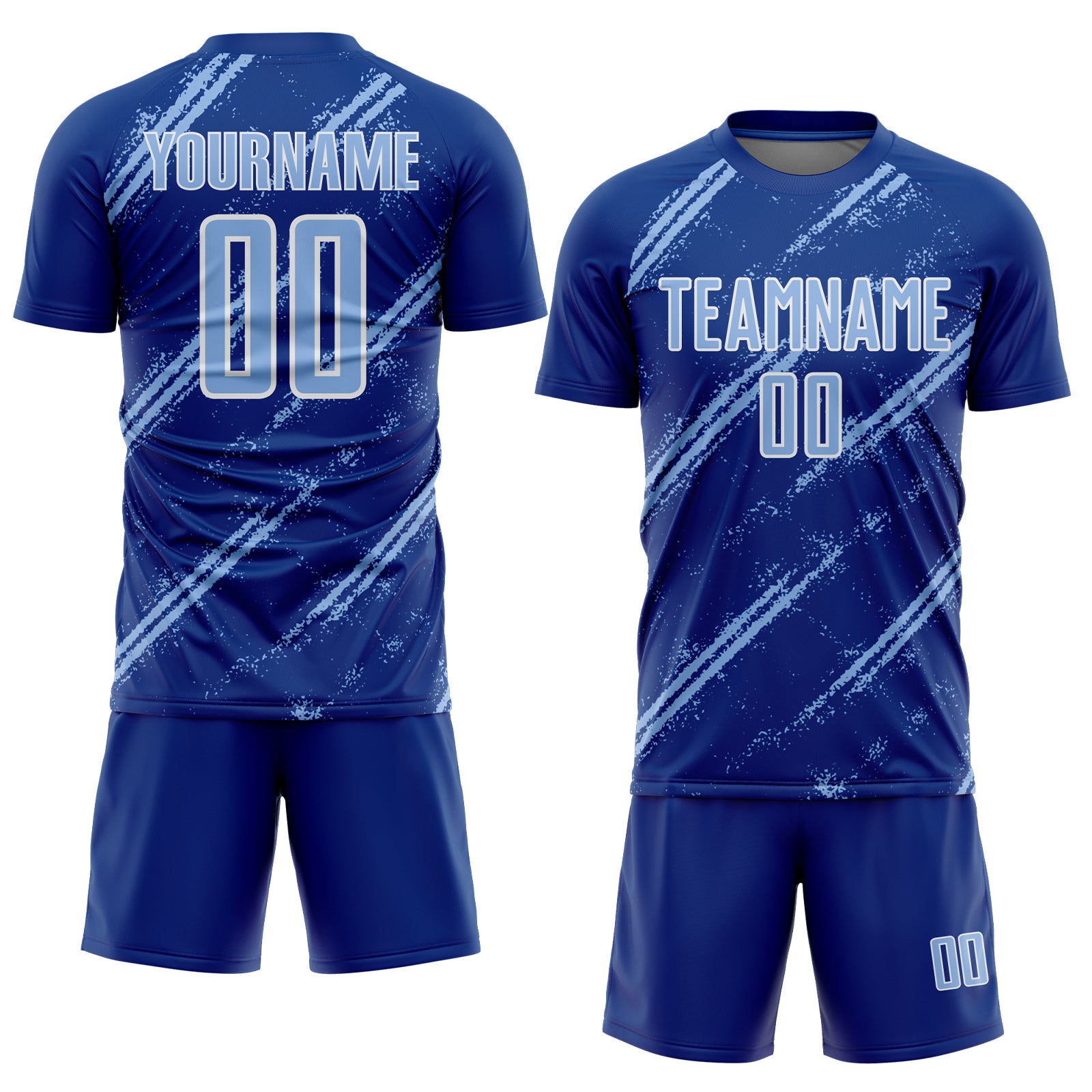 Custom Royal Light Blue-White Abstract Fragment Art Splash Sublimation Soccer Uniform Jersey