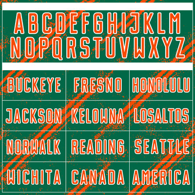 Custom Kelly Green Orange-White Abstract Fragment Art Splash Sublimation Soccer Uniform Jersey