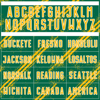 Custom Kelly Green Gold-White Abstract Fragment Art Splash Sublimation Soccer Uniform Jersey