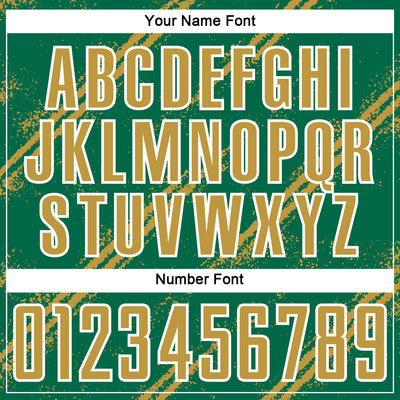 Custom Kelly Green Old Gold-White Abstract Fragment Art Splash Sublimation Soccer Uniform Jersey