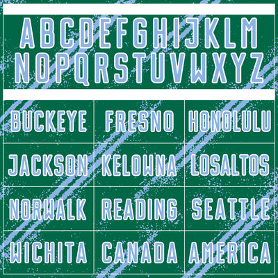 Custom Kelly Green Light Blue-White Abstract Fragment Art Splash Sublimation Soccer Uniform Jersey