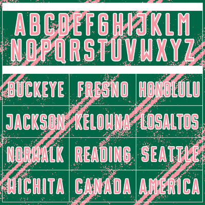 Custom Kelly Green Medium Pink-White Abstract Fragment Art Splash Sublimation Soccer Uniform Jersey