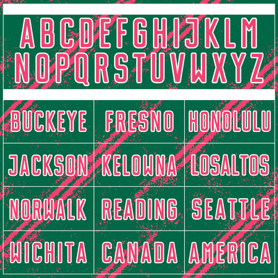 Custom Kelly Green Neon Pink-White Abstract Fragment Art Splash Sublimation Soccer Uniform Jersey