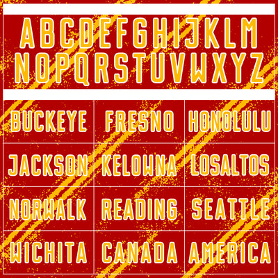 Custom Red Gold-White Abstract Fragment Art Splash Sublimation Soccer Uniform Jersey