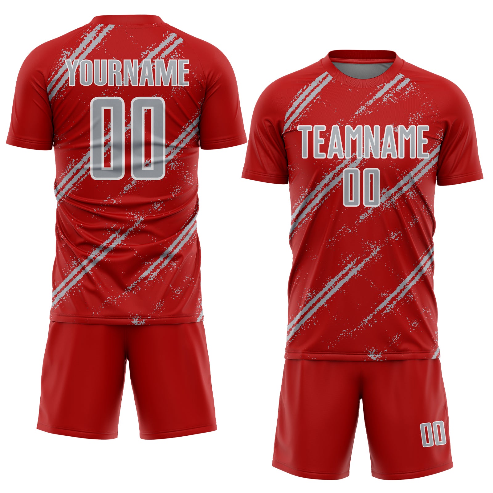 Custom Red Gray-White Abstract Fragment Art Splash Sublimation Soccer Uniform Jersey