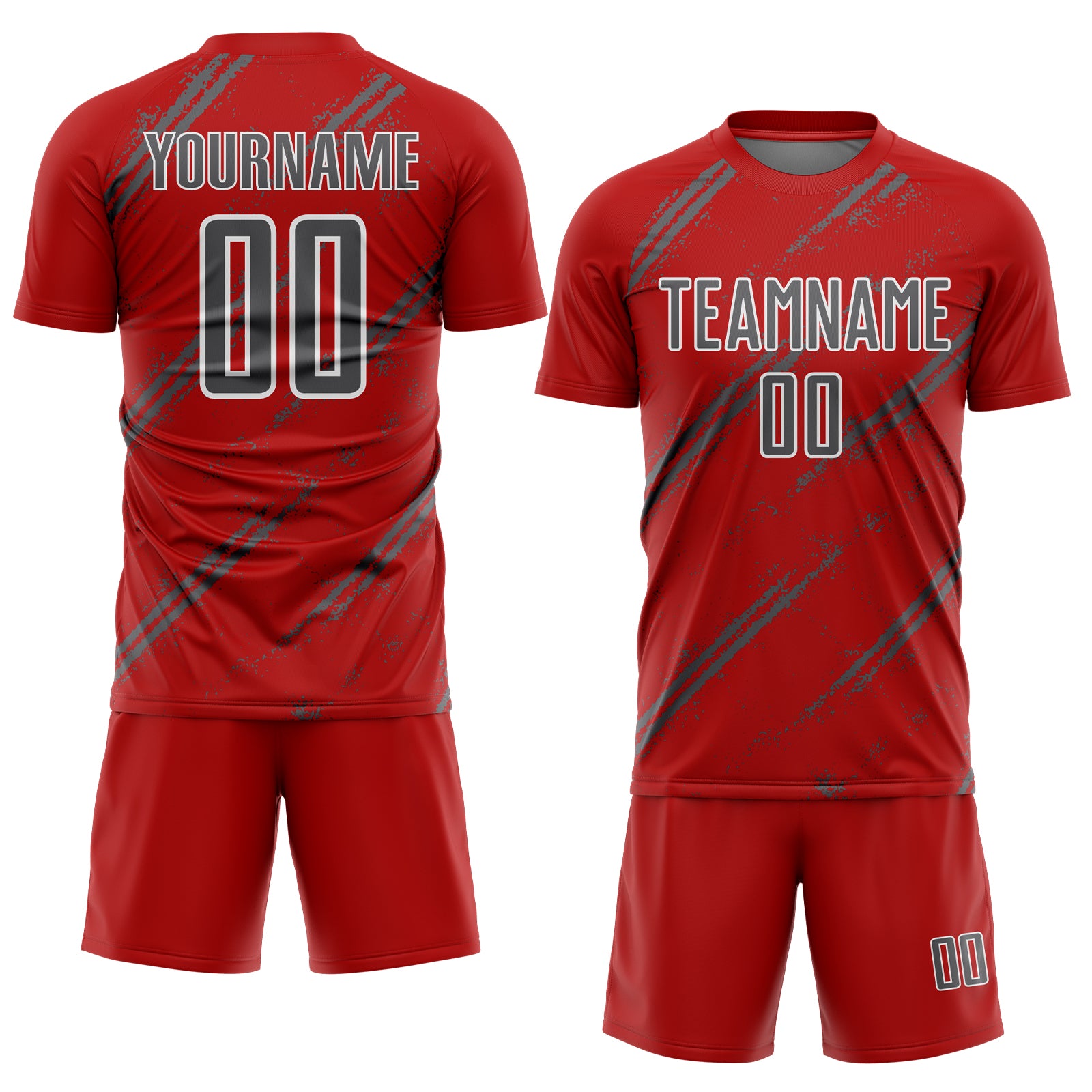 Custom Red Steel Gray-White Abstract Fragment Art Splash Sublimation Soccer Uniform Jersey