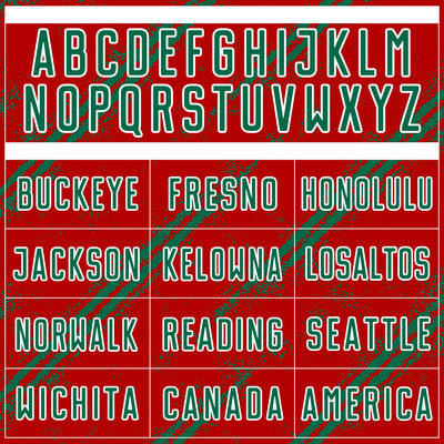 Custom Red Kelly Green-White Abstract Fragment Art Splash Sublimation Soccer Uniform Jersey