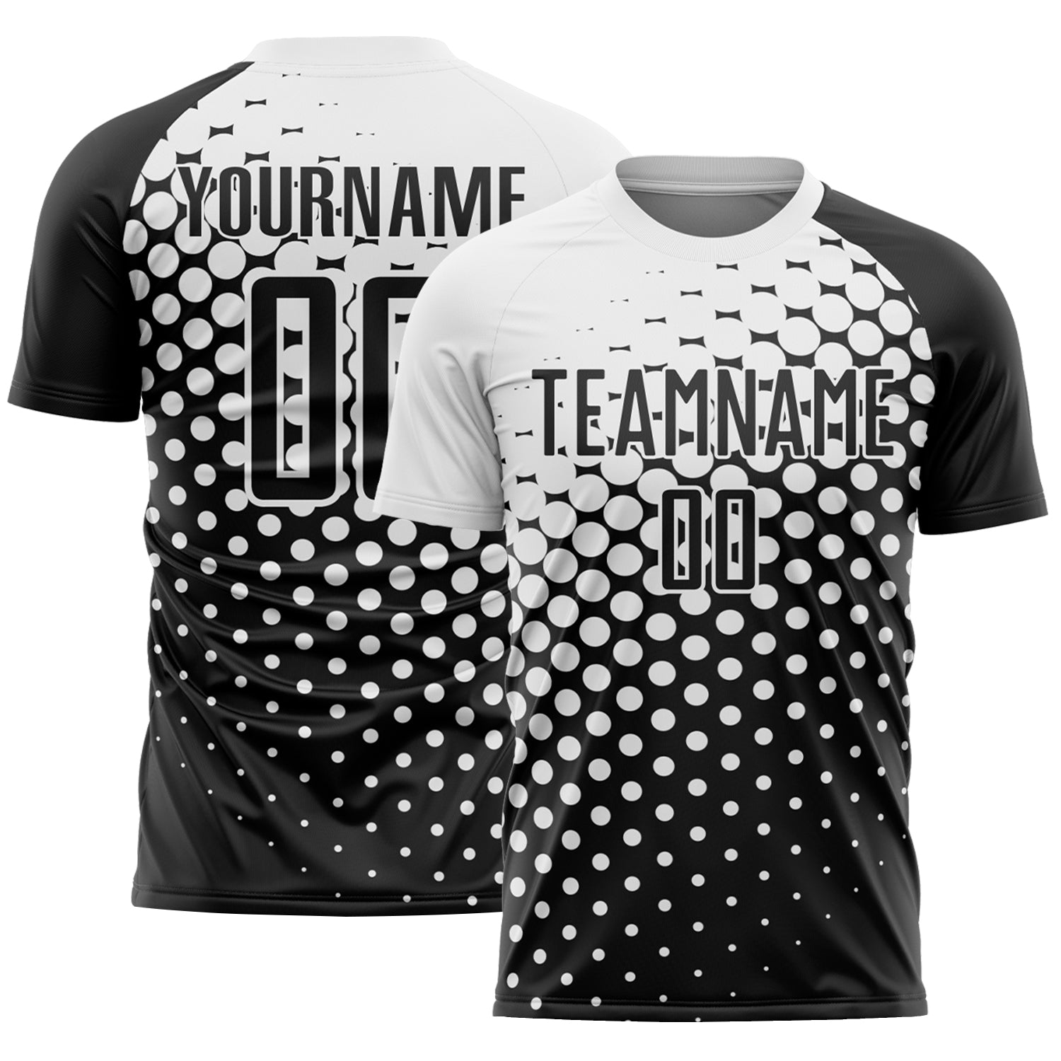 Custom Black White Modern Polka Dot Sublimation Soccer Uniform Jersey