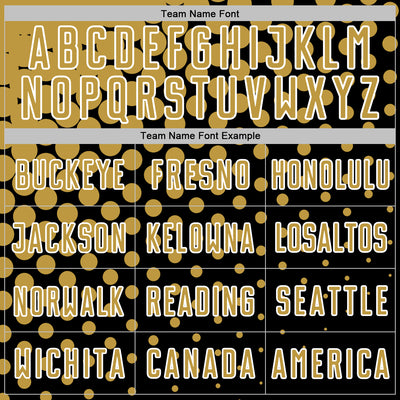 Custom Black Old Gold-White Modern Polka Dot Sublimation Soccer Uniform Jersey