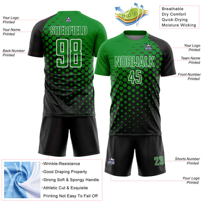 Custom Black Grass Green-White Modern Polka Dot Sublimation Soccer Uniform Jersey