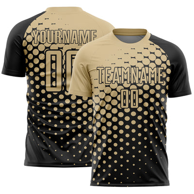 Custom Black Vegas Gold Modern Polka Dot Sublimation Soccer Uniform Jersey