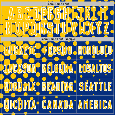 Custom Royal Yellow-White Modern Polka Dot Sublimation Soccer Uniform Jersey