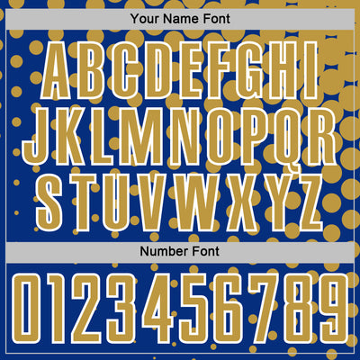 Custom Royal Old Gold-White Modern Polka Dot Sublimation Soccer Uniform Jersey