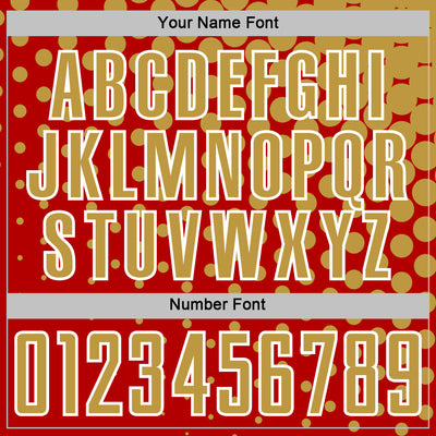 Custom Red Old Gold-White Modern Polka Dot Sublimation Soccer Uniform Jersey