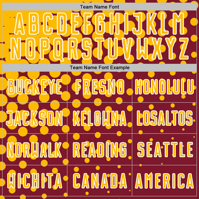 Custom Crimson Gold-White Modern Polka Dot Sublimation Soccer Uniform Jersey