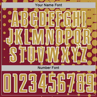 Custom Crimson Old Gold-White Modern Polka Dot Sublimation Soccer Uniform Jersey