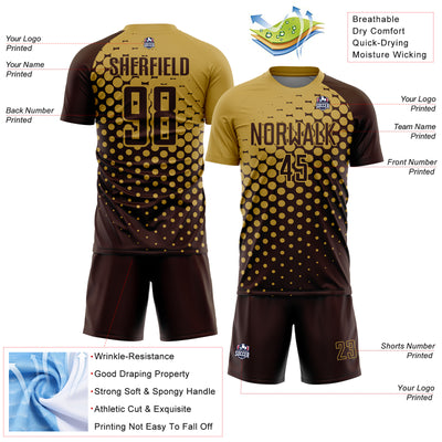 Custom Brown Old Gold Modern Polka Dot Sublimation Soccer Uniform Jersey