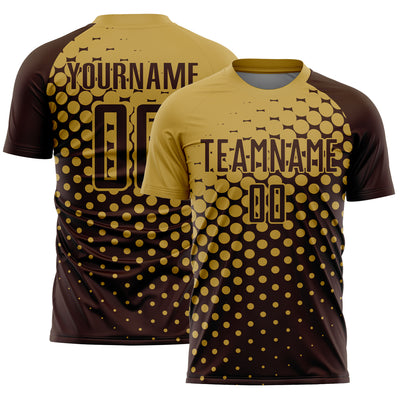 Custom Brown Old Gold Modern Polka Dot Sublimation Soccer Uniform Jersey