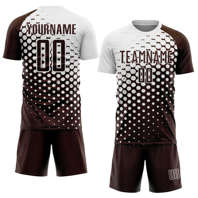 Custom Brown White Modern Polka Dot Sublimation Soccer Uniform Jersey