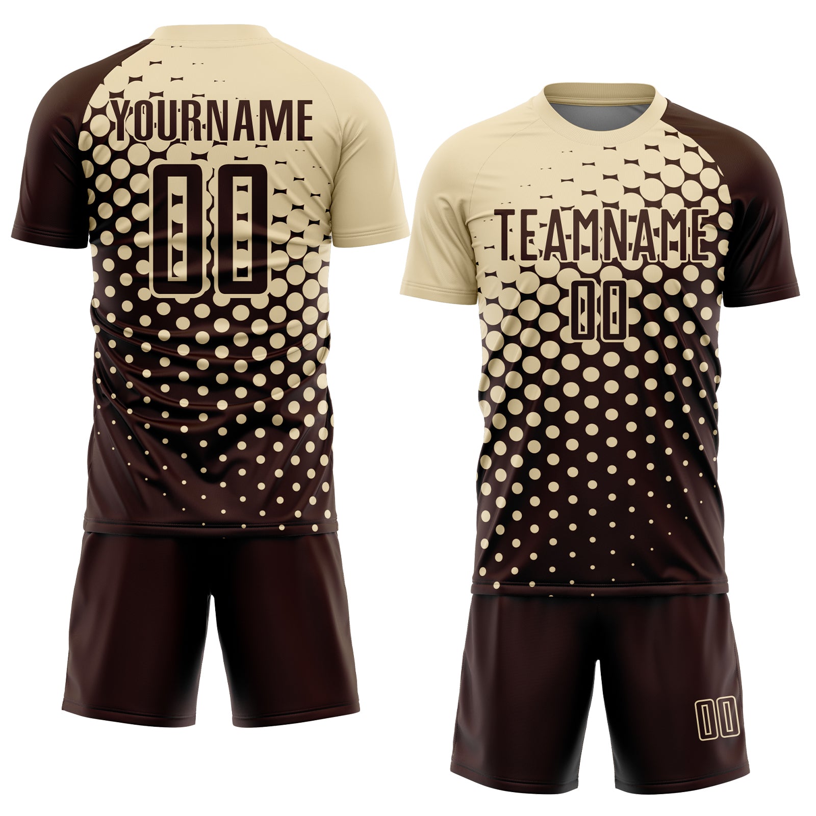 Custom Brown Cream Modern Polka Dot Sublimation Soccer Uniform Jersey